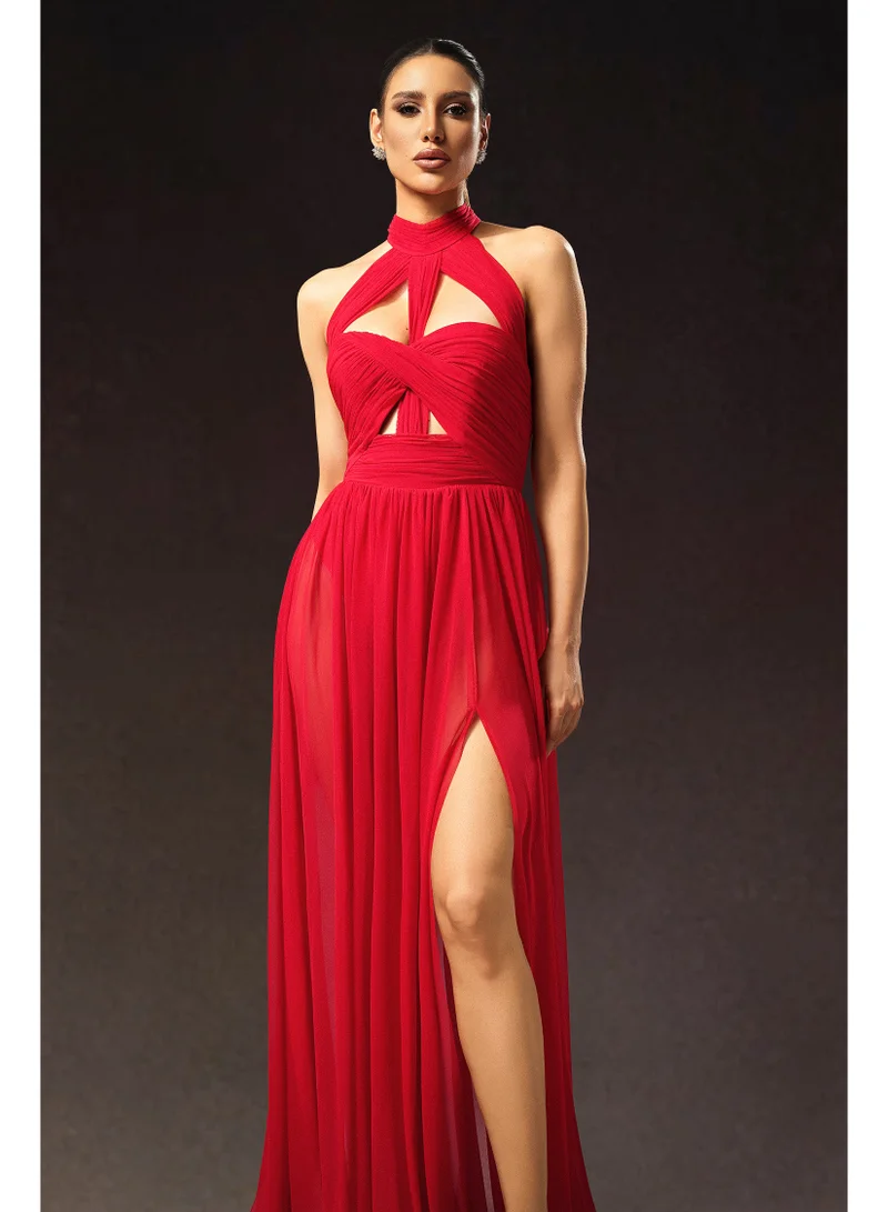 Bella Barnett  Tesare Halter Sleeveless Hollow Out Maxi Dress for Women | Best Price UAE